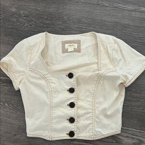 Beige Button-Up Women's Top